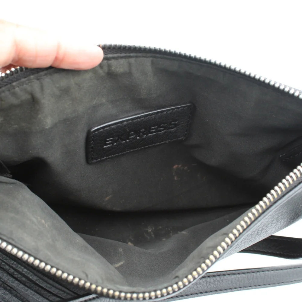 Express Black Soft Leather Shoulder Bag with Tassel and Hidden Key Detail - Picture 4 of 4